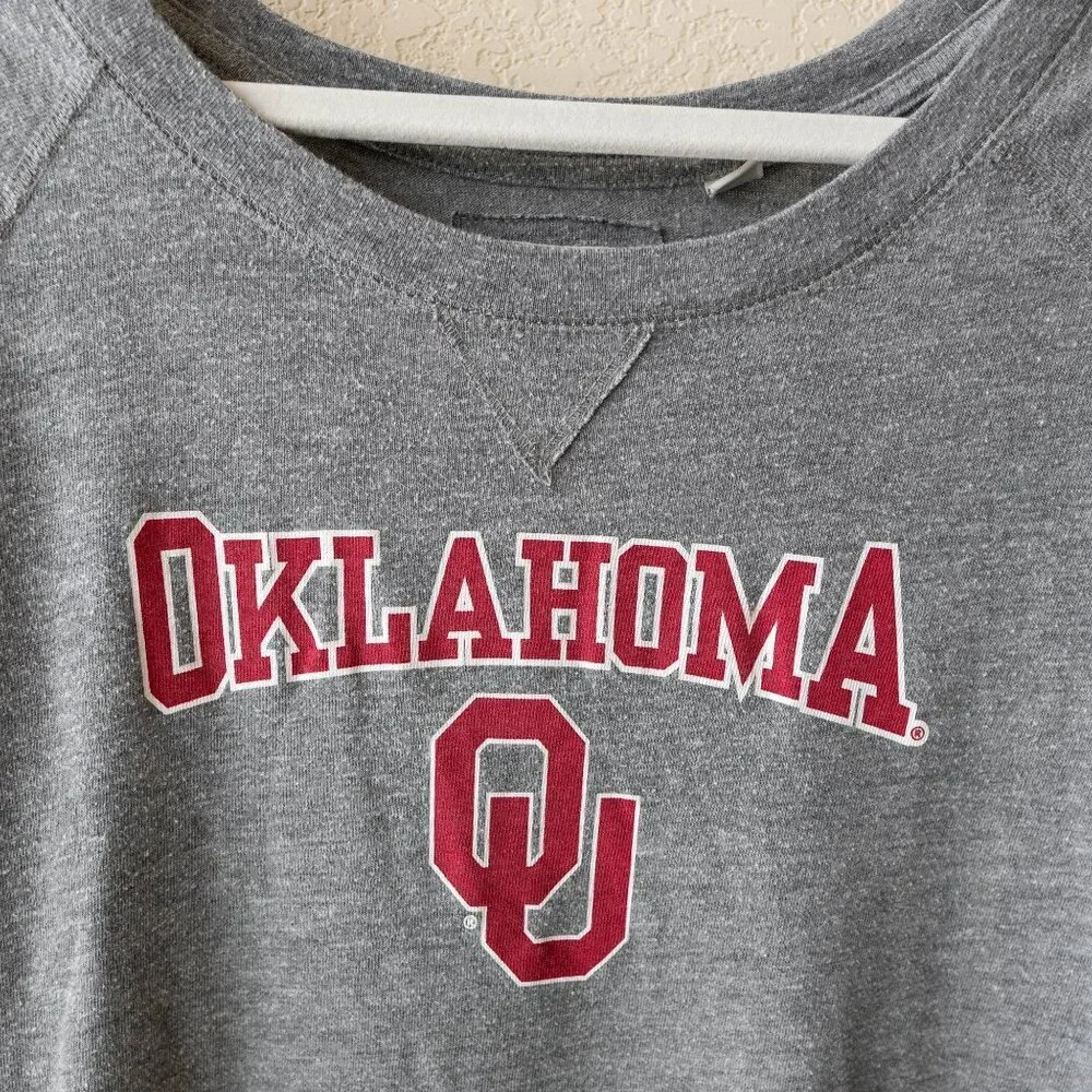 Original League Collegiate Wear Women Sz L Gray Red Oklahoma OU Boomer Sooner - Picture 2 of 6